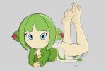  1girl 1girl ass ass_cleavage bare_legs barefoot blue_eyes butt_crack cosmo_the_seedrian dress feet feet_up female_focus female_only furry green_hair grin leg_lift legs legs_up looking_at_viewer presenting_feet sega simple_background simple_shading skirt skirt_around_one_leg smile sonic_the_hedgehog_(series) sonic_x thighs wrong.pattern 