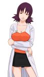  alluring breasts cleavage female kamisuki labcoat pokemon professor_ivy simple_background solo uchikido_(pokemon) white_background 