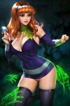  ass bottomless breasts daphne_blake dress no_panties scooby-doo shaved_pussy stockings thighs 