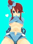 breasts fuuro_(pokemon) game_freak gym_leader humans_of_pokemon large_breasts m1003 mouth_hold nintendo nipples pokemon pokemon_(anime) pokemon_(game) pokemon_black_2_&amp;_white_2 pokemon_black_and_white pokemon_bw pokemon_bw2 skyla_(pokemon) smile