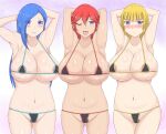 ;d armpits arms_behind_back bad_anatomy beautiful bikini blonde_hair blue_hair blush breasts cleavage embarrassed exhibitionism flamberge_(kirby) francisca_(kirby) fuckable hot huge_breasts human humanized insanely_hot kirby:_star_allies kirby_(series) long_hair looking_at_viewer micro_bikini midriff navel nintendo one_eye_closed open_mouth pubic_hair public_indecency purple_eyes raigarasu red_hair sexy short_hair siblings sisters smile swimsuit three_mage_generals wink zan_partizanne