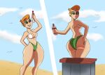  1girl ass beach big_ass bikini cartoon_network dat_ass dexter&#039;s_laboratory dexter&#039;s_mom female green_bikini_bottom mature_female milf orange_hair solo swimsuit vimvimvixen white_bikini_top 