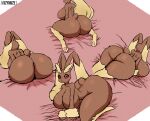 1girl absurd_res anthro ass bed bed_sheet bedding big_ass big_breasts breasts dat_ass featureless_breasts feet female female_only fluffy fur furniture fuzymuze generation_4_pokemon high_res huge_ass huge_breasts hyper hyper_butt lagomorph lopunny mammal nintendo nude pawpads pokemon pokemon_(species) red_eyes side_boob sketch smug solo_female tail