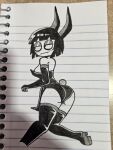 1girl ass bunny_ears bunnysuit creepy_susie embarrassed goth goth_girl pinup sethanol side_view the_oblongs