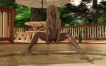 black-kat-3d-studio breasts female pubic_hair solo swimming_pool table vulva wine