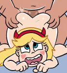  1boy 1girl ahoge all_fours ass_grab blonde_hair blue_eyes doggy_position open_mouth planz34 rafael_diaz sex_from_behind star_butterfly star_vs_the_forces_of_evil 