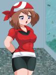  bike_shorts blush cleavage erect_nipples haruka_(pokemon) pokemon 