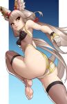  1girl absurd_res adapted_costume alluring animal_ears ass barefoot gloves high_res leotard long_hair looking_at_viewer low_twintails nia_(blade)_(xenoblade) nia_(xenoblade) nintendo soles stirrup_legwear toeless_legwear twin_tails xenoblade_(series) xenoblade_chronicles_2 yellow_eyes 