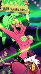 arms_up breasts censored_nipples gif gif helluva_boss jazz_(helluva_boss) red_skin showing_breasts