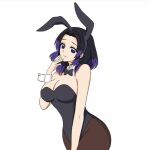  black_hair blue_hair bunny_ears bunnysuit cosplay demon_slayer hfxpins kochou_shinobu 