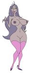 1girl 1girl arms big_breasts big_nipples breasts completely_nude completely_nude_female disney disney_villains female_only green_eyes grin hands high_heels hips legs lips lipstick long_hair looking_at_viewer madam_mim mrn1999 nipples nude nude_female purple_hair pussy smile stockings teeth the_sword_in_the_stone witch