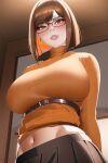  1girl ai_generated big_breasts bob_cut breasts brown_hair bulging_breasts clothed_female curvaceous curvy_body curvy_female curvy_figure female_focus female_only glasses high_res looking_at_viewer nai_diffusion scooby-doo short_hair solo_female solo_focus stable_diffusion tagme teen velma_dinkley 