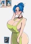  apron_only big_breasts blue_hair death_tome marge_simpson milf the_simpsons 