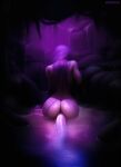  aeovai ass cave lake original purple_hair tentacle vaginal_penetration water 