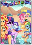 applejack applejack_(mlp) bbmbbf beach comic cover_page equestria_girls equestria_untamed fluttershy hasbro my_little_pony my_little_pony:_friendship_is_magic older older_female palcomix party_at_rainbow_cove pinkie_pie rainbow_dash rarity sci-twi sunset_shimmer trixie trixie_(mlp) trixie_lulamoon_(mlp) twilight_sparkle young_adult young_adult_female young_adult_woman