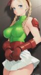 1girl ai_generated big_breasts blonde_hair blue_eyes cammy_white female_only gloves skirt street_fighter tight