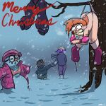  3_girls ass ass_crack boots bra breasts brown_hair bully bullying christmas cold earmuffs enfman freckles freezing gloves jacket merry_christmas multicolored_hair nerd nerdy_female nipples pink_panties red_hair scarf short_hair snow snowwomen wedgie 