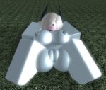  1girl 2018 anus big_breasts blue_nipples blue_pussy blue_skin blush breasts corliss female_only gray_hair grena grey_hair hair_over_one_eye horns laying_down nude pussy roblox spread_legs tongue_out 