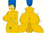  anus ass cowgirl_position erect_penis huge_breasts large_areolae marge_simpson the_simpsons thighs thong vaginal 