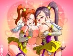 2_girls 2d 2d_(artwork) artist_name ass big_ass big_breasts blush breasts brown_eyes brown_hair cleavage corset dragon_quest dragon_quest_viii dragon_quest_xi female female_focus female_only huge_breasts human jade_(dq11) jessica_albert jessica_albert_(dragon_quest) long_hair mature mature_female nipples patreon patreon_paid patreon_reward pigtails ponytail purple_eyes purple_hair red_eyes red_hair seductive sorceress square_enix teen thick_thighs video_game_character video_game_franchise yamamoto_doujin