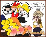 4girls aged_up angry ass bent_over black_hair blonde_hair blossom_(ppg) blue_eyes bottomless bow bubbles_(ppg) buttercup_(ppg) cartoon_network closed_eyes crying female_only glasses green_eyes long_hair mad november_(month) oc paddle pink_eyes powerpuff_girls princesscallyie red_ass red_eyes red_hair sad school_uniform schoolgirl short_hair siblings sisters smile spank spanking stockings teacher tears twin_tails white_background wide_hips