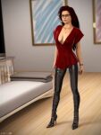  breasts clothes glasses solo_female sydgrl3d 