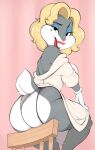  ass ass_focus big_breasts bit-maki blonde_hair breasts bugs_bunny clothed clothing crossdressing dress_lift furry garter_straps heavy_makeup lipstick looney_tunes marilyn_monroe panties rabbit sitting tagme thong usnarbit warner_brothers 