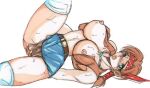  1girl belt big_breasts blue_eyes breasts breasts_out brown_hair censored erect_nipples female_only fingering fingerless_gloves hair_ornament human julia_chang masturbation namco necklace nipples skirt stockings tekken tekken_3 tekken_4 tekken_5_dark_resurrection tekken_7 tekken_8 tekken_bloodline tekken_tag_tournament tekken_tag_tournament_2 thighs vest 