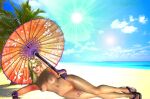3d alluring beach big_breasts cactuarina geta_sandals nude setsuka soul_calibur soul_calibur_iii tagme tattoo umbrella