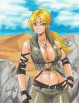  1girl 1girl 1girl 2021 2d athletic_female bare_midriff big_breasts big_breasts blonde_hair blue_eyes breasts cleavage dog_tags female_abs female_only fit_female frown jacket midway_games mortal_kombat mortal_kombat_4 mortal_kombat_armageddon mortal_kombat_deadly_alliance mortal_kombat_deception mortal_kombat_gold mortal_kombat_ii no_bra pencil_(artwork) ponytail ravern_clouk sonya_blade tagme ultimate_mortal_kombat_3 