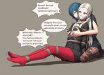  1girl 2_girls arms_behind_back blush bondage bound bound_ankles bound_arms bound_legs breast_grab byleth_(female) byleth_(fire_emblem) cloth_gag clothed_female dialogue edelgard_von_hresvelg english_text feet female_only female_protagonist femdom femsub fire_emblem fire_emblem:_three_houses gag gagged gbeeee grabbing_from_behind groping groping_breasts groping_from_behind humiliation kneel long_hair muffled multiple_girls nintendo pantyhose restrained rope rope_bondage speech_bubble sweat tagme text tied_up unicorn video_game_character video_game_franchise yuri 