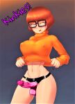  big_breasts erect_nipples_under_clothes glasses scooby-doo strap-on thighs velma_dinkley 