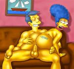  big_penis cheating cheating_wife couch cowgirl_position feet lipstick marge_simpson seymour_skinner smile tattoo the_simpsons 