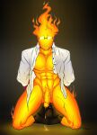 2d 2d_(artwork) abs black_background bondage bottomless bound clothed clothing cumming cute dark_background digital_media_(artwork) drooling elemental eyewear fire fire_elemental glasses grillby grillby_(undertale) high_res kneel ksuriuri male male_only muscular muscular_male no_pants orange_body orange_penis pants_around_legs pants_pulled_down penis rectangular_eyewear rectangular_glasses shirt solo_male third-party_source unbuttoned unbuttoned_shirt undertale undertale_(series) video_games