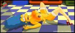  big_breasts blue_hair breasts croc_(artist) cum cum_on_breasts cum_on_face hair marge_simpson milf nude on_back the_simpsons yellow_skin 