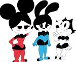 3boys cute disney dreamworks felix_the_cat femboy girly horny looking_at_viewer mickey_mouse oswald_the_lucky_rabbit shy thicc