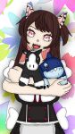 cute dragon holding horse hybrid maid minaowa muschelshreck oma_the_orcane original original_character outfit peter_the_horse plushie