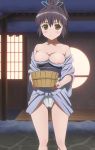 chizuru_minamoto cleavage female fu-reiji highres kanokon nipple_slip panties yukata yukihana