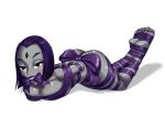  ass big_ass big_breasts bondage breasts cleavage dc female gag gift naked_gift naked_present naked_ribbon nude present raven_(dc) ribbon sketchlanza solo teen_titans 
