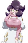 1girl aether_foundation big_breasts breasts female_only glasses green_eyes pokemon pokemon_sm purple_hair speeds wicke