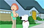  brian_griffin erect_nipples family_guy flashing lois_griffin massive_breasts shirt_open 
