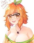 1girl :d big_breasts breast_grab embarrassed female_only happy lirinvt looking_at_viewer mimibitsart orange_hair simple_background twitch twitch.tv twitter virtual_youtuber white_background white_hair youtube youtube_hispanic youtuber