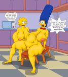 anal_penetration belly belly_bulge big_breasts bynshy chubby lisa_simpson marge_simpson milf mother_&amp;_daughter plump the_simpsons