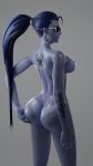  1girl 1girl 3d ass big_breasts blue_skin breasts casualmuffin earrings erect_nipples high_resolution hoop_earrings huge_ass jewelry large_filesize nipples nude overwatch sunglasses tan_line tanned widowmaker_(overwatch) 
