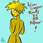  1girl blue_background earring female female_only hellstroem lisa_simpson solo the_simpsons yellow_skin 