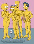  ass bart_simpson breasts lisa_simpson maggie_simpson milhouse_van_houten nude pearls penis pussy smile spread_ass the_fear the_simpsons yellow_skin 