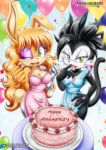  anniversary apron archie_comics bbmbbf bunnie_rabbot cake cleavage hershey_the_cat mobius_unleashed palcomix pietro&#039;s_secret_club sega sonic_(series) sonic_the_hedgehog_(series) suggestive_fluid 
