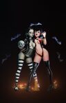bat bats braid braid braided_twintails cosplay cosplaying crisisbeat lingerie long_boots looking_at_viewer mavis_dracula pale-skinned_female pale_skin serious_face short_hair skull smile smiley_face stockings striped_thighhighs twin_tails vampirella_(cosplay) wednesday_addams
