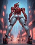 ai_generated armor armored_boots ass back_view breasts giantess heeled_boots heeled_shoes helmet high_heels looking_back mecha mechanical mechanophilia pussy robot robot_girl robot_joints viewed_from_above