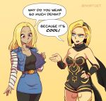 android_18 android_18_(cosplay) clothes_change crossdressing dragon_ball dragon_ball_z gravity_rush kat_(gravity_rush) kat_gravity_rush_cosplay long_hair nortuet short_hair yellow_hair